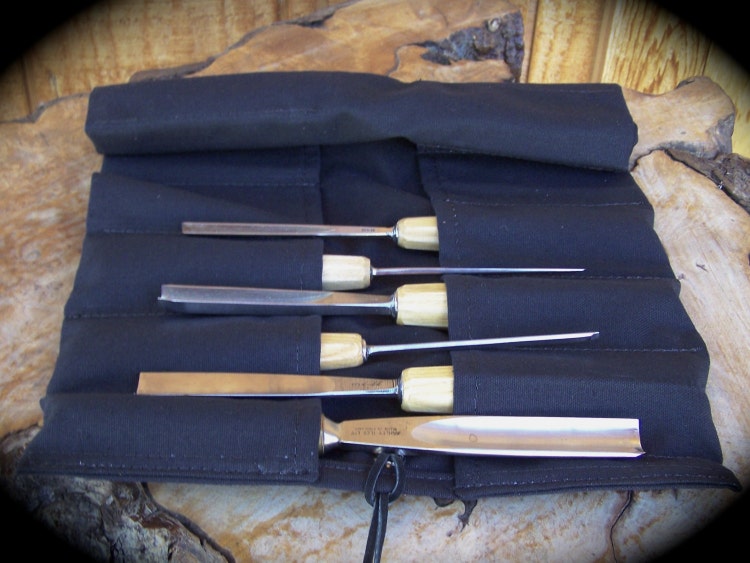 Extra Large Black Canvas Tool Roll for Crafters by HbarNCraftworks