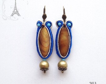 AMBER - Amber earrings, Soutache earrings, orecchini soutache, pendientes soutache, boucles d'oreilles soutache, elegant earrings