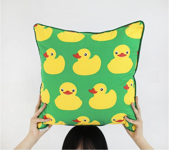 Rubber Ducks Cotton Fabric Big Ducks Green By the Yard