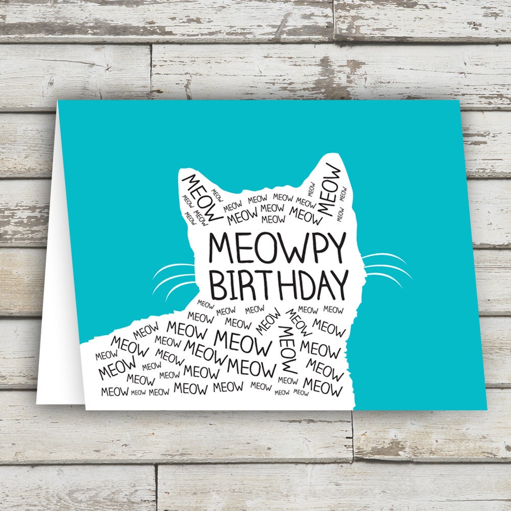 Meowpy Birthday Birthday Card Birthday Cat Card Cat Card