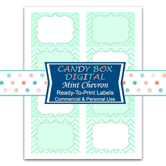 Mint Ready To Print Labels Mint Chevron Digital Label Party