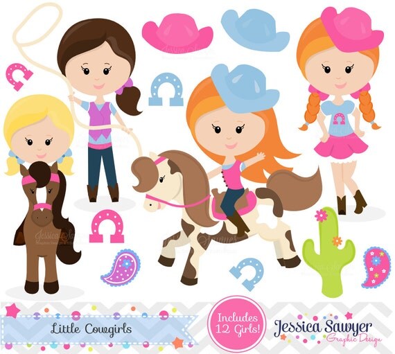 INSTANT DOWNLOAD, Cowgirl Clipart and vectors for personal and commercial use Il_570xn