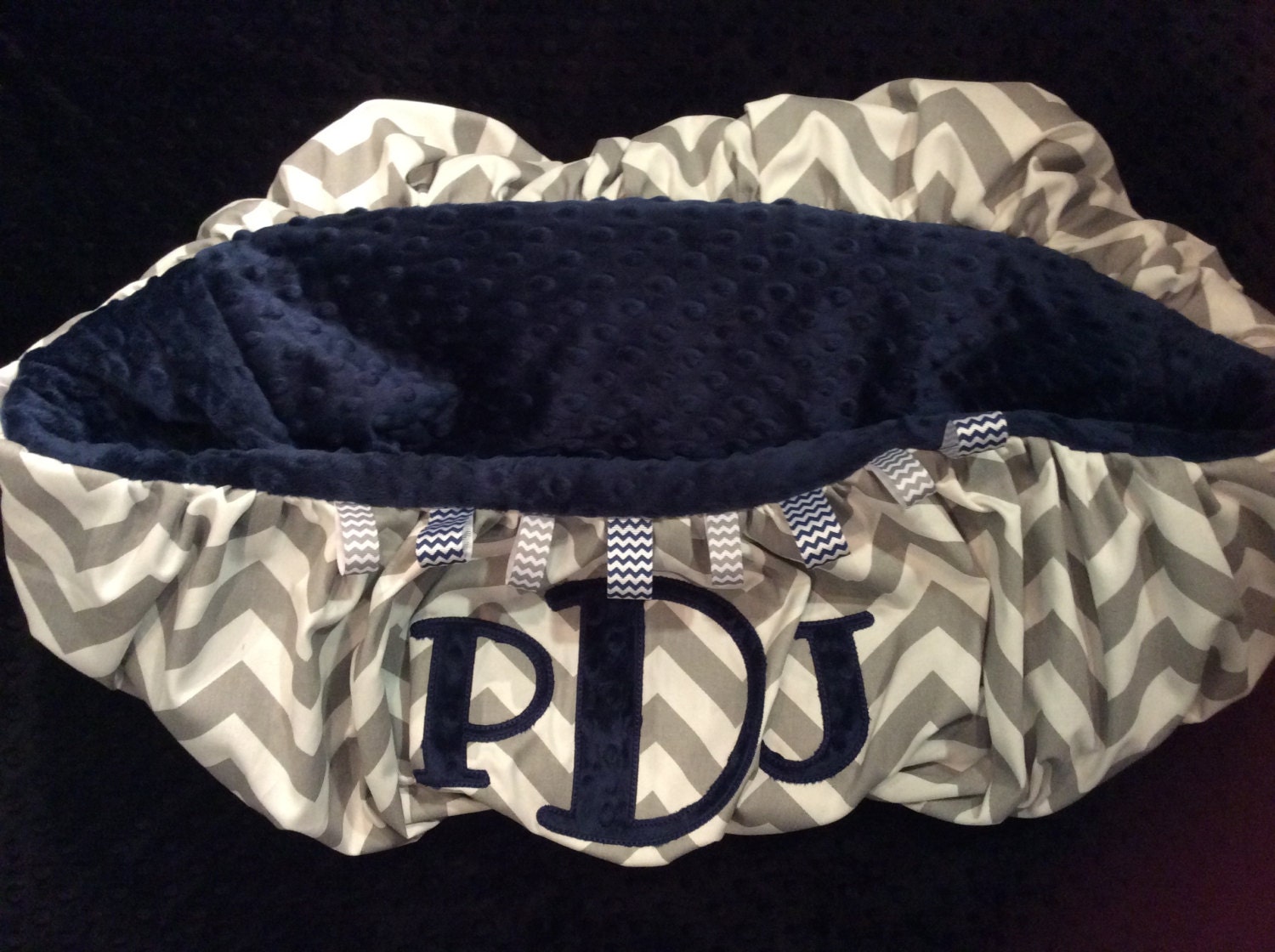 Grey Chevron 3 Initial Shopping Cart Cover or High Chair Cover