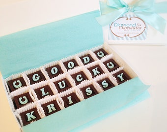 Good Luck Chocolate Message - Lucky Chocolate Squares - Unique Gift, New Job Gift, Retirement, Graduation