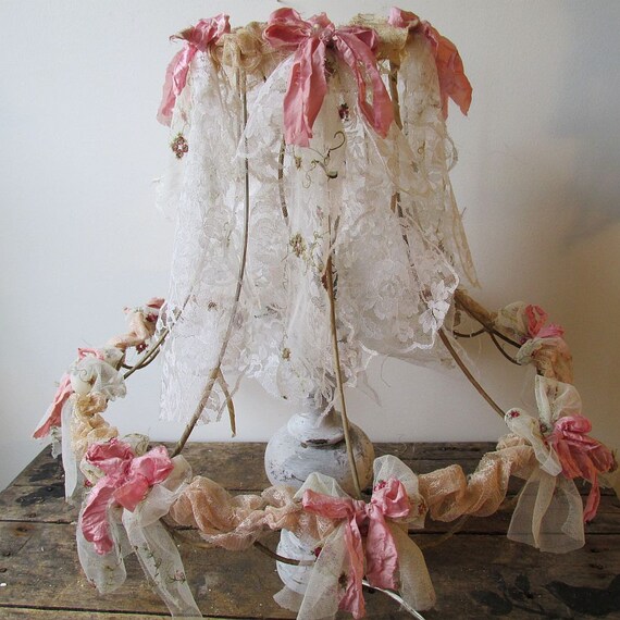 Large wire lampshade up cycled tattered by AnitaSperoDesign