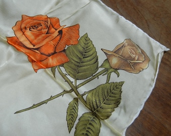 Vintage rose scarf - Made in Italy - NOTE! gold color background!