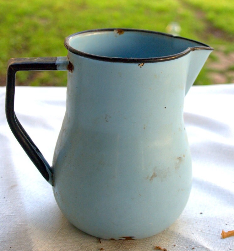 Blue Graniteware Blue enamelware Antique by bettysantiques on Etsy