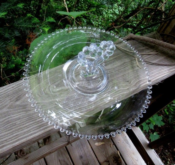 imperial large candlewick serving glass tray with center