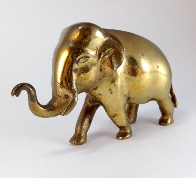 Vintage Solid Brass Elephant Figurine