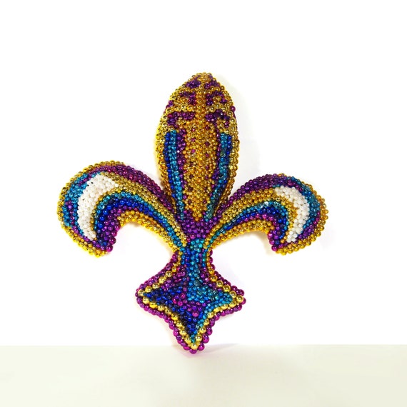 Items similar to 16x15 Fleur De Lis Mardi Gras Beads Mosaic Wall or
