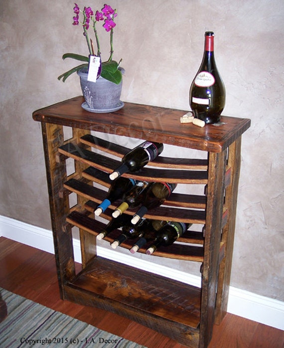 Reclaimed wood and wine stave wine rack by IADECOR on Etsy