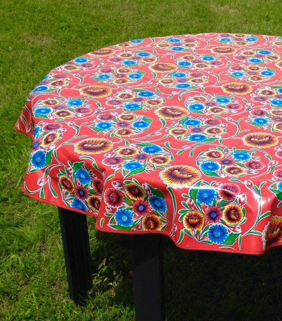 New 60 Round Oil cloth Tablecloth WITH NO by notyourmamaskitchen