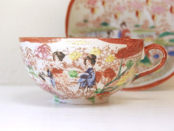 tea  vintage Vintage Porcelain Saucer. And japanese Japanese Cup Eggshell Porcelain. cup and Tea saucer