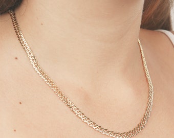 Dainty everyday necklace Gold chain necklace vintage style necklace rhombus gold necklace 24k gold plated jewelry.