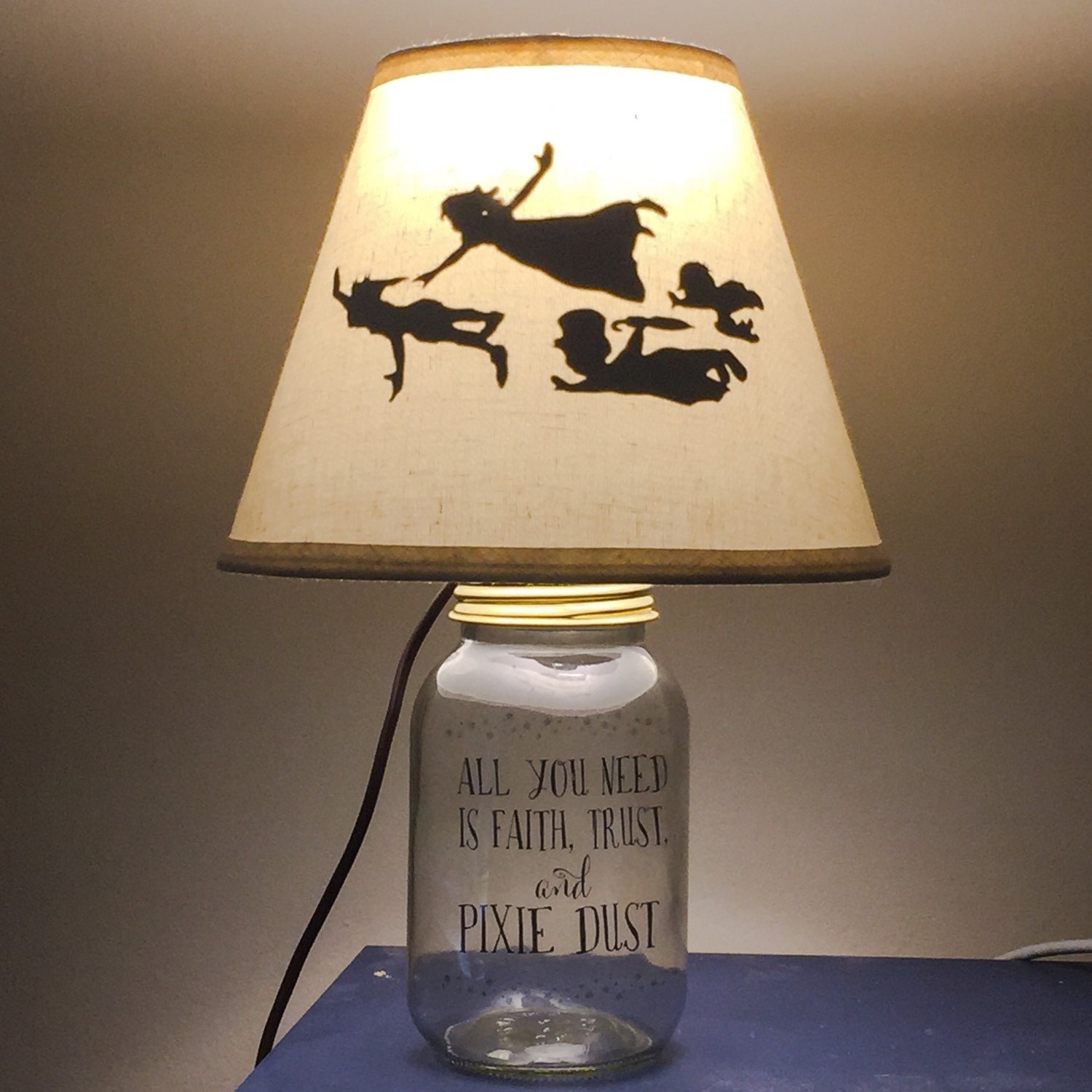 Peter Pan Inspired Silhouette Mason Jar Lamp