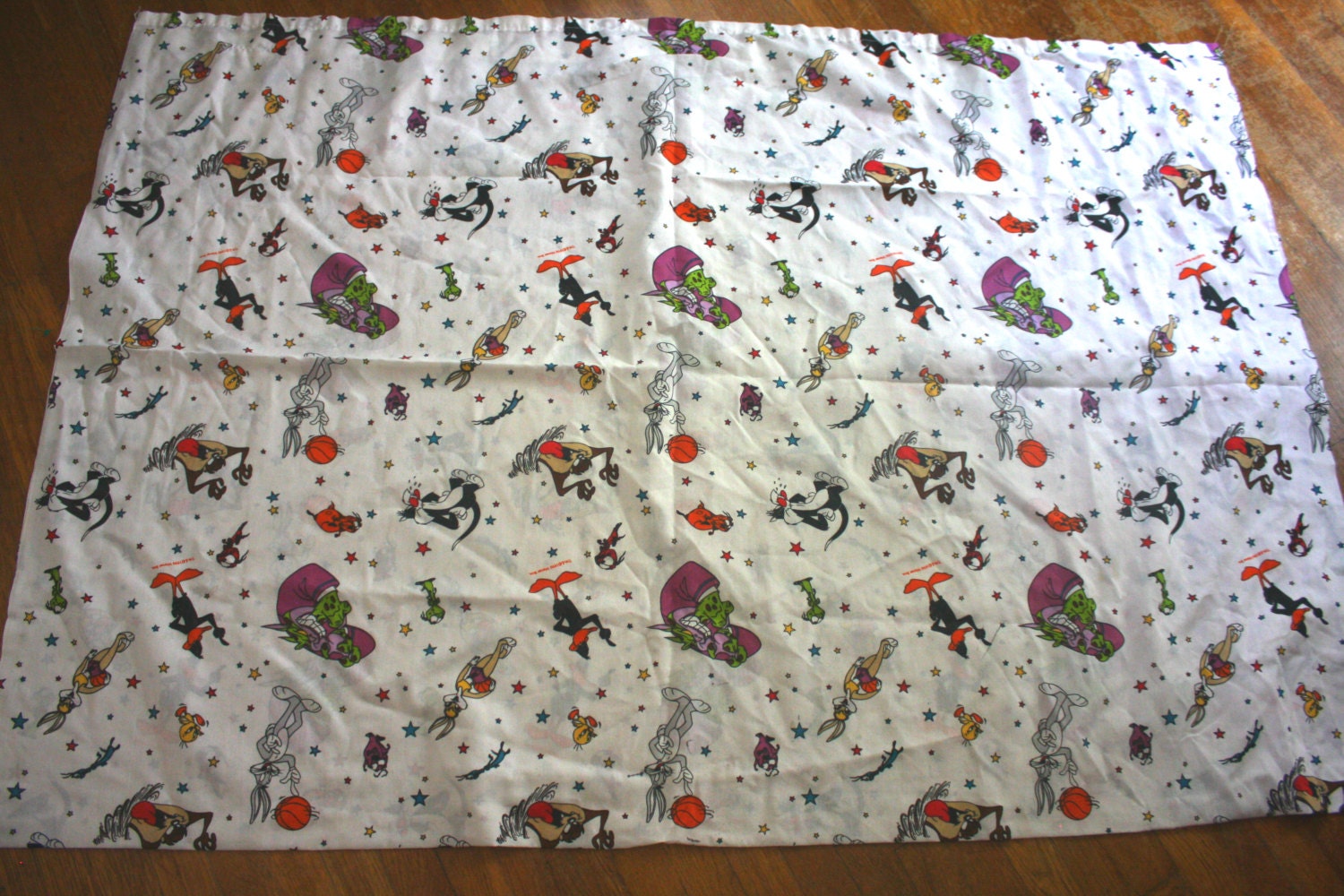 Space Jam Bed Sheet. Vintage 90s Kid Nostalgia Flat Sheet.