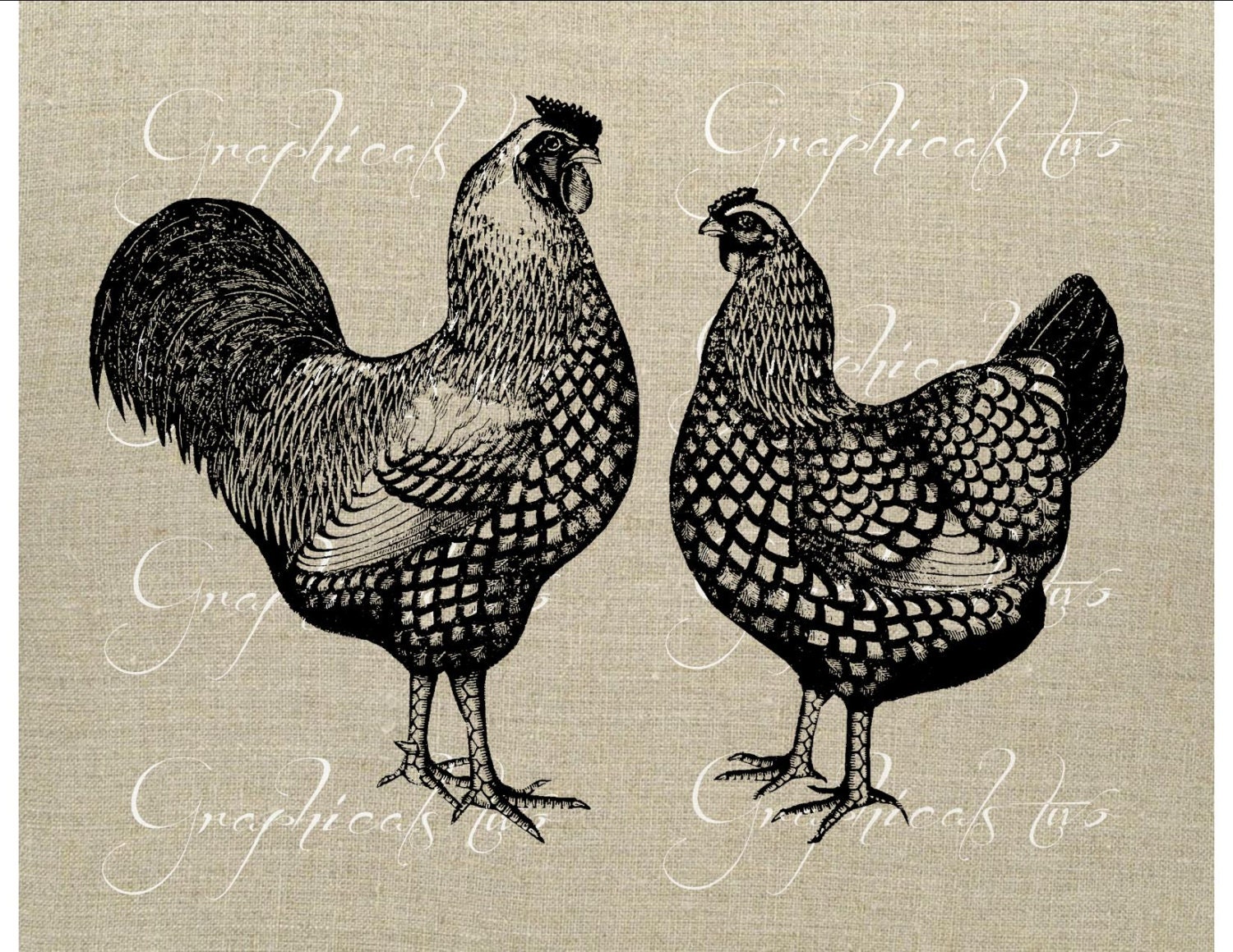 Black speckled chickens Instant digital download by GraphicalsTwo