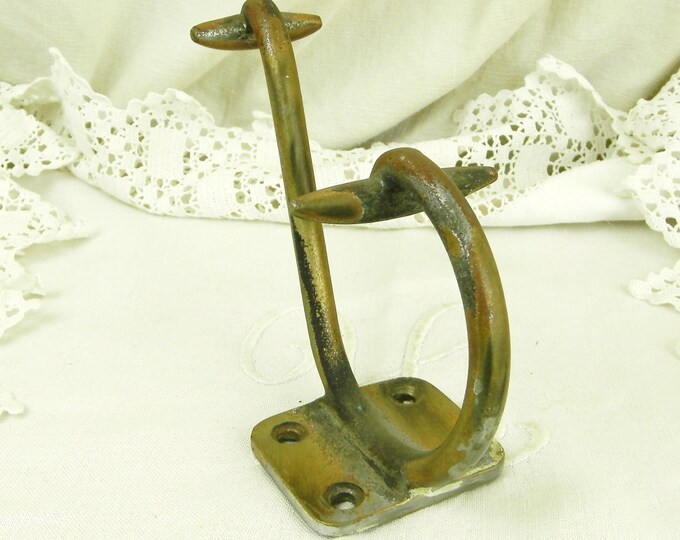 Antique French Victorian Brass Metal Coat Hook / Rack, Diy Home Improvement From France, Retro Vintage Home Interior, Hanging Fixture