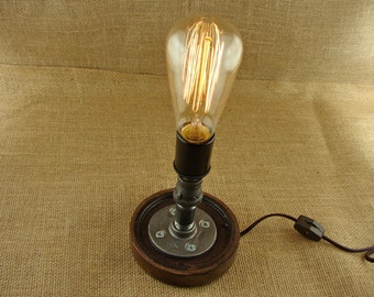 Industrial Black Iron Pipe Edison Bulb Lamp - Industrial Vintage Light Fixture - Large Edison Bulb With Marconi Filament