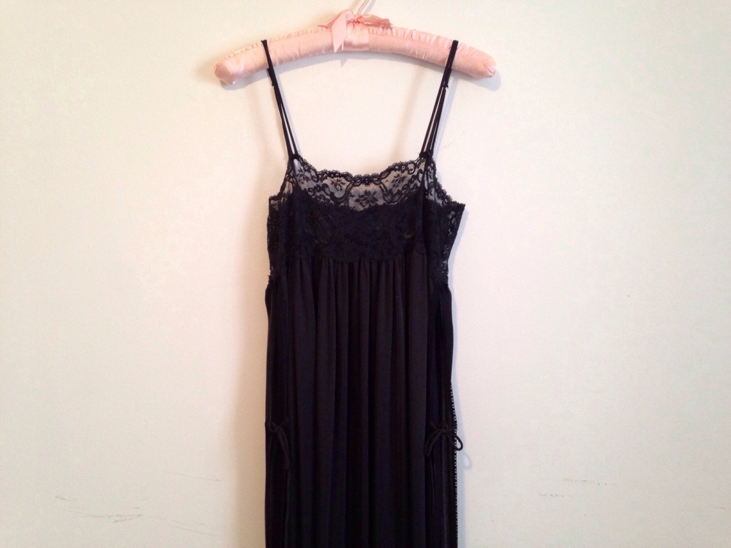 Black maxi nightgown with empire waist open sides small