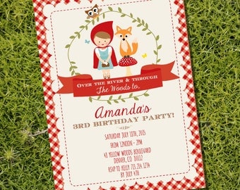 Little Red Riding Hood Party Invitation - Woodland Invitation - Instant Download and Edit File at home with Adobe Reader
