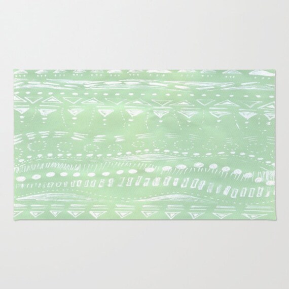 Mint Green Geometric Area Rug mint green rug geometric by lake1221