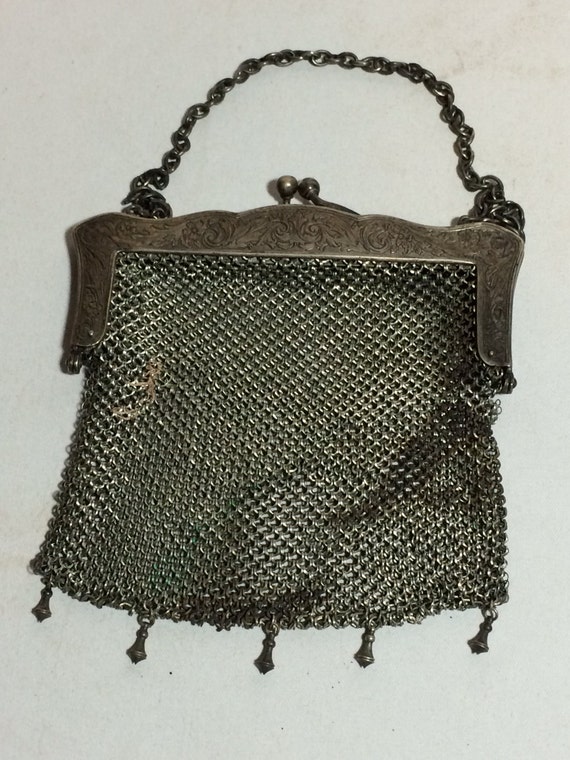 antique german silver mesh purse