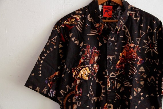 black vintage button up shirt