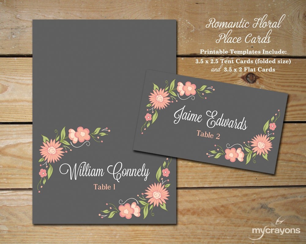 Romantic Floral Editable Place Card Template // DIY Printable