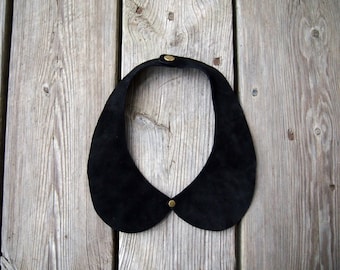 leather suede peter pan collar necklace
