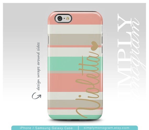 Chic Mint and Tan Striped Case