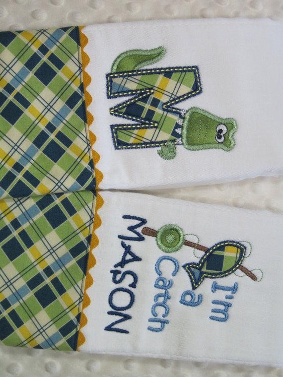 Personalized Baby Boy Burp Cloths by SassyJunebugDesigns on Etsy