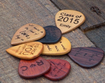 Personalized Guitar Pick, Solid Hardwood, Engraved, Father's Day, Music Lover's Gift