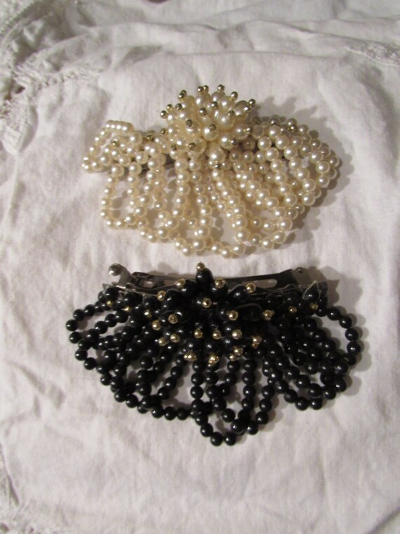 Vintage 80s Beaded Barrettes Bridal Hair by VendageTresors on Etsy