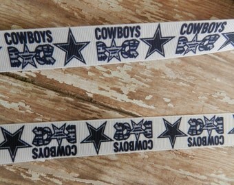 3 Yards of 7/8 Inch Dallas Cowboys ROCK Printed Football Grosgrain Ribbon