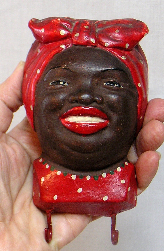 Vintage Black Americana Memorabilia Chalkware Mammy Face with