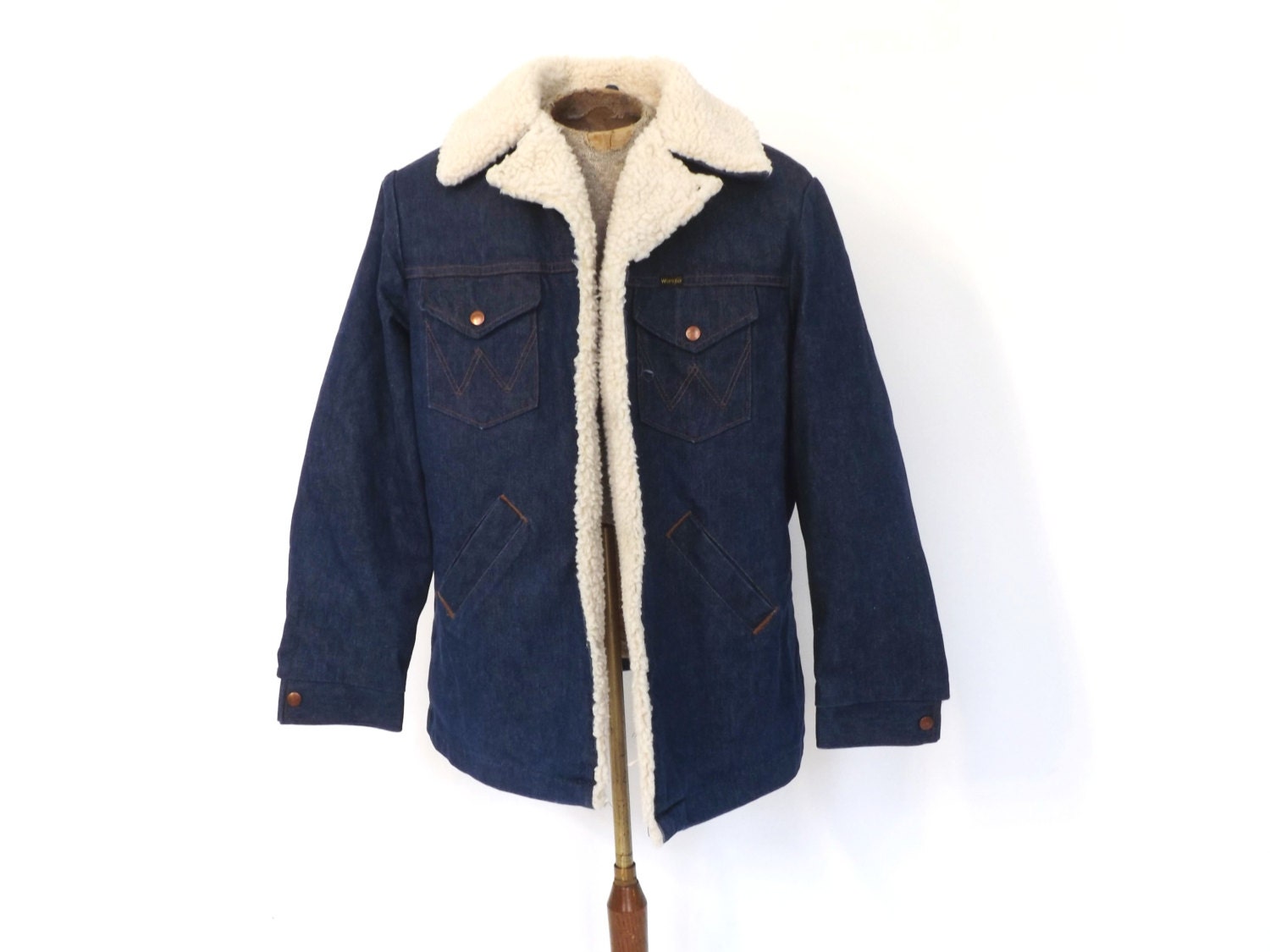 Vintage 1970s Wrangler Wrange Coat Men’s Denim Jacket Sherpa Lined ...