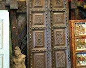 Antique Indian Doors Vintage Floral Carving Double Door Panels Yoga Interiors Sacred Spaces