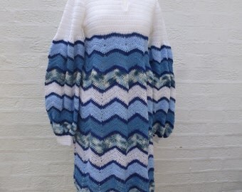 Dress vintage clothing festival dress hippie 70s boho handmade ecofriendly vintage wool dress crochet clothing gift handmade dress chunky uk