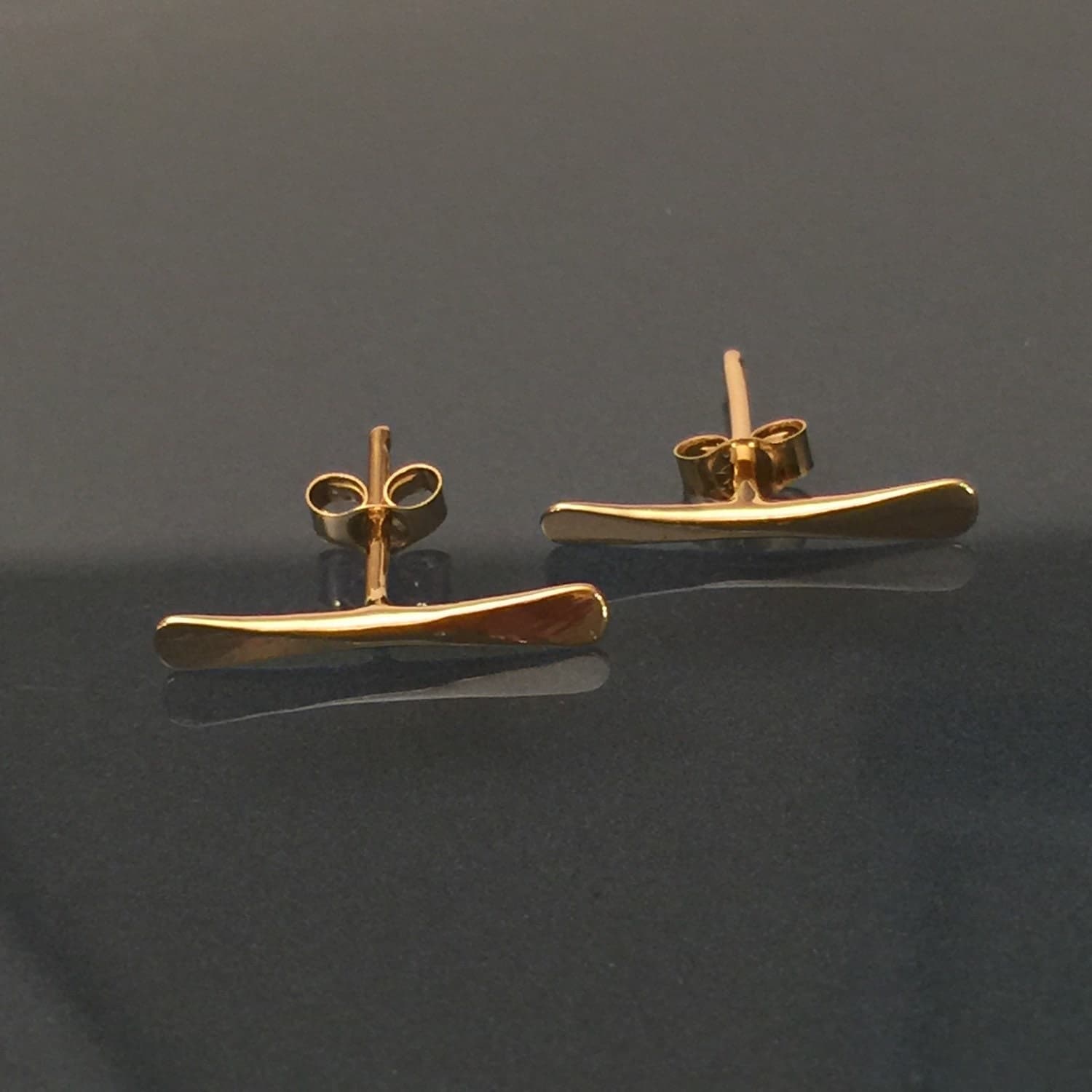14k Bar Earrings 14K Solid Gold Bar Earrings 14k bar studs