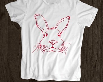 Rabbit Face T Shirt-Easter Bunny Kids T Shirt -Toddler Shirt - Screen Printed -100% Cotton