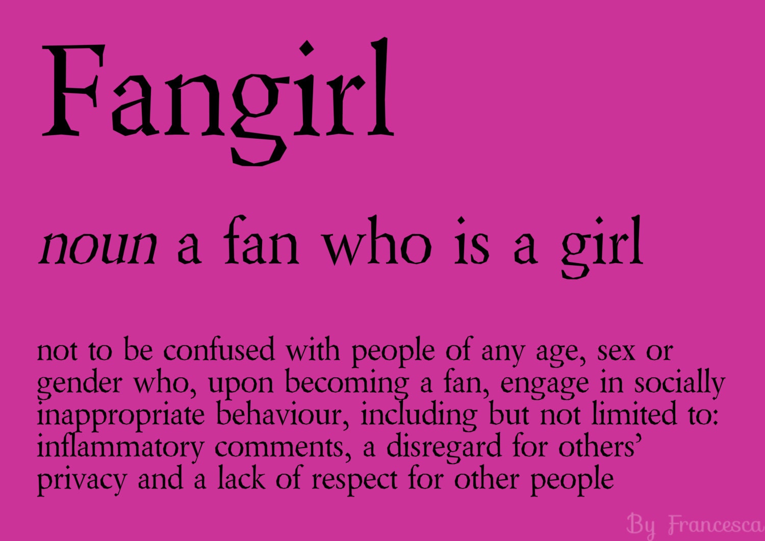 Fangirl Definition by FrancescaBurke on Etsy