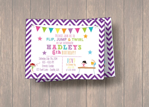 Gymnastic Birthday Party, Gymnastic Birthday Invitation, Gymnastic Invitation, Gymnastic Party, Matching Thank you Cards Il_570xn
