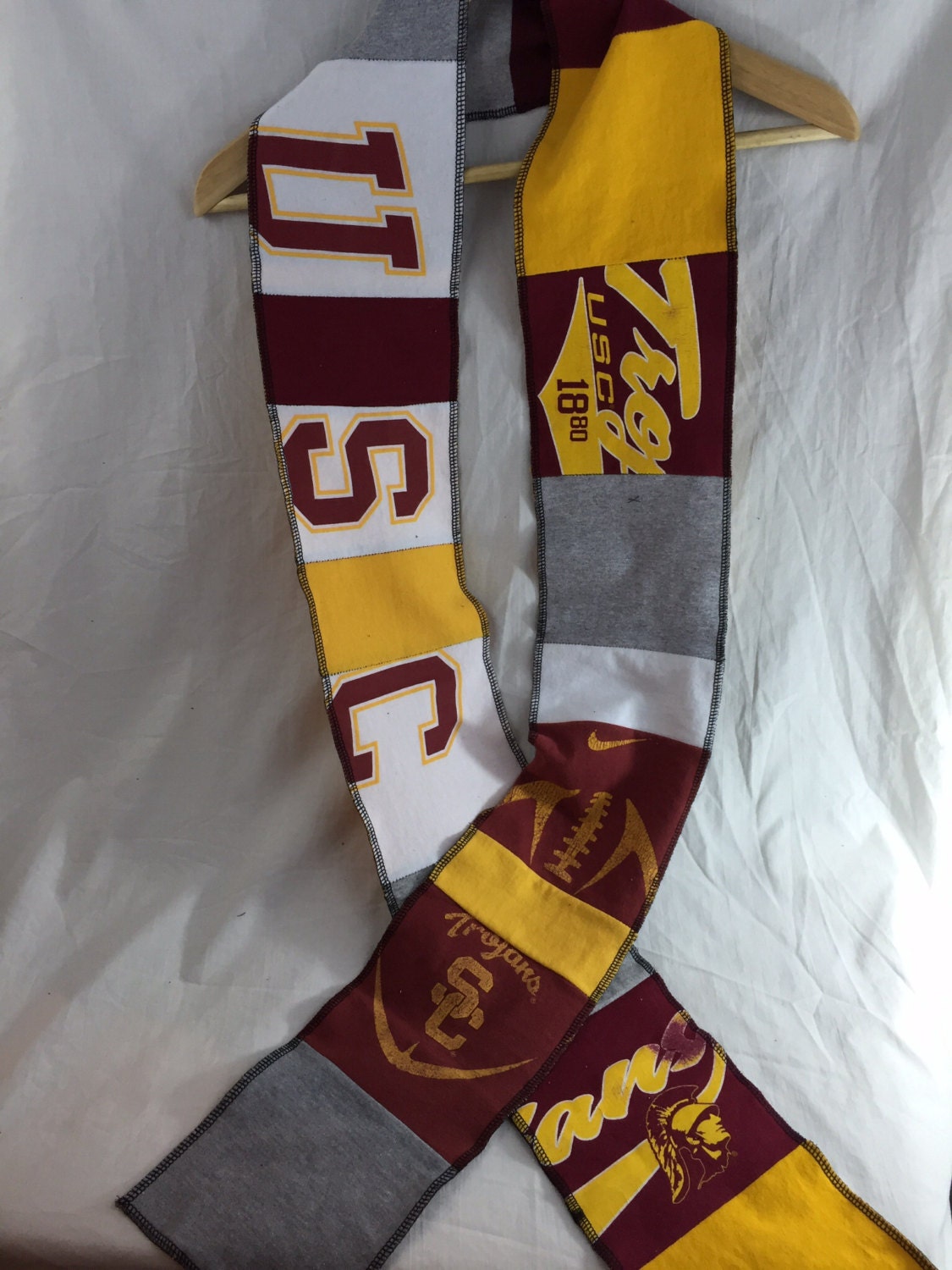 USC Trojans upcycled unisex t-shirt scarf Eco by ginsnappity