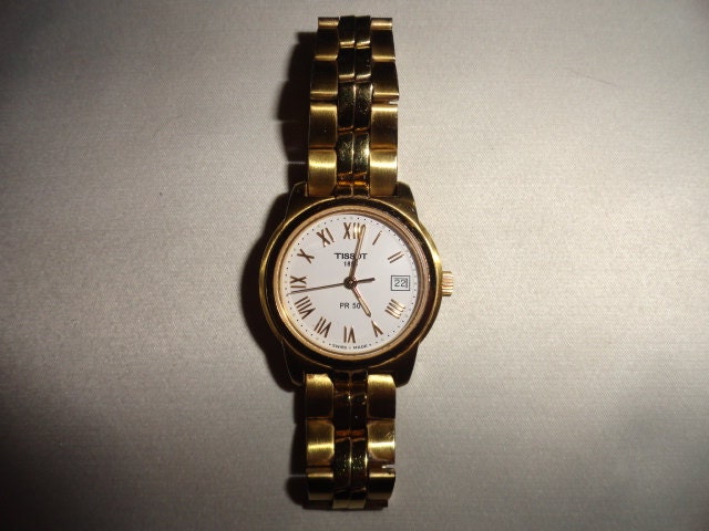 Collectible Vintage Tissot 1853 PR50 Wrist watch adjustable gold band ...