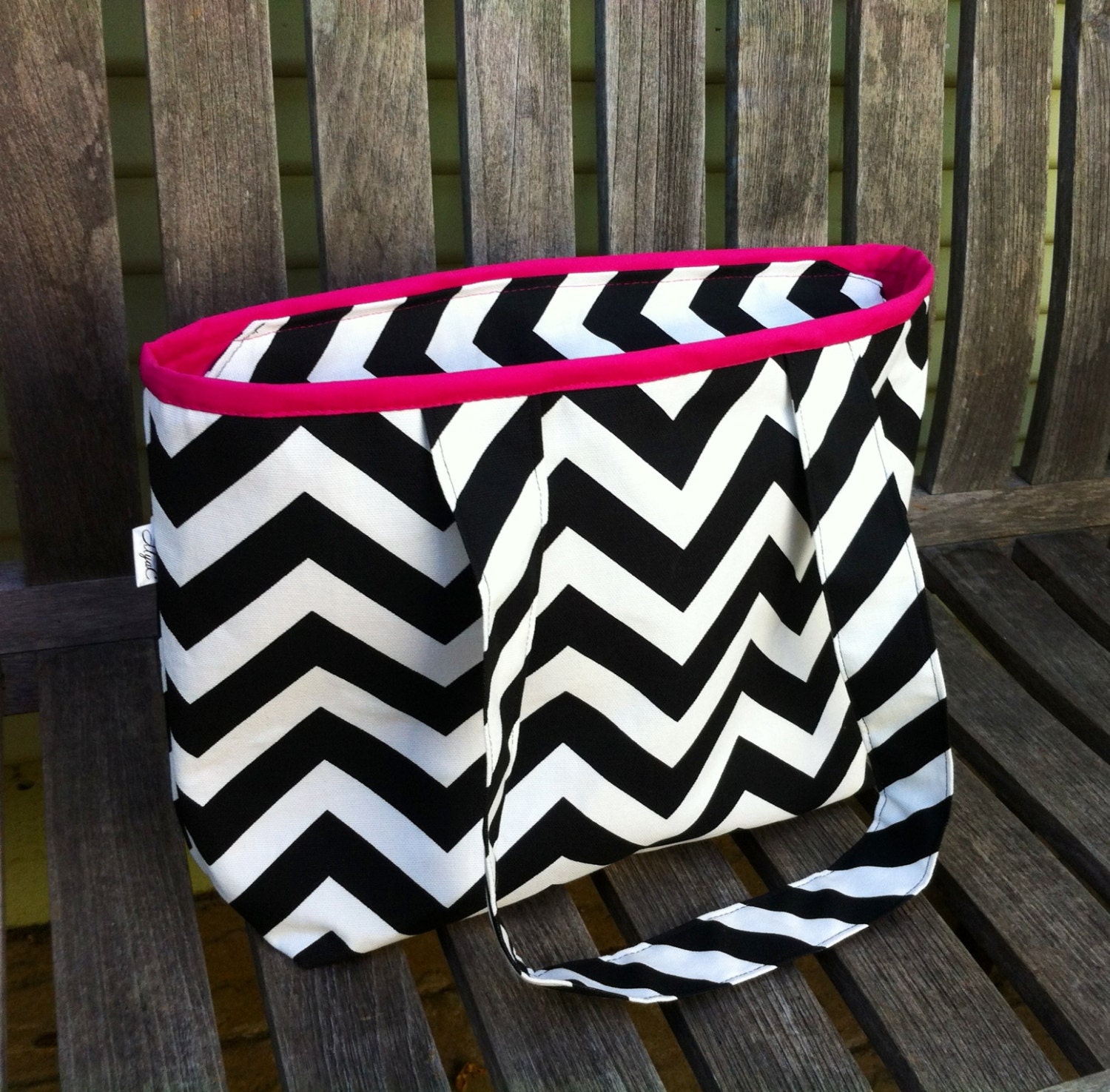 Chevron Diaper Bag with Zipper Small Chevron Tote Bag Black