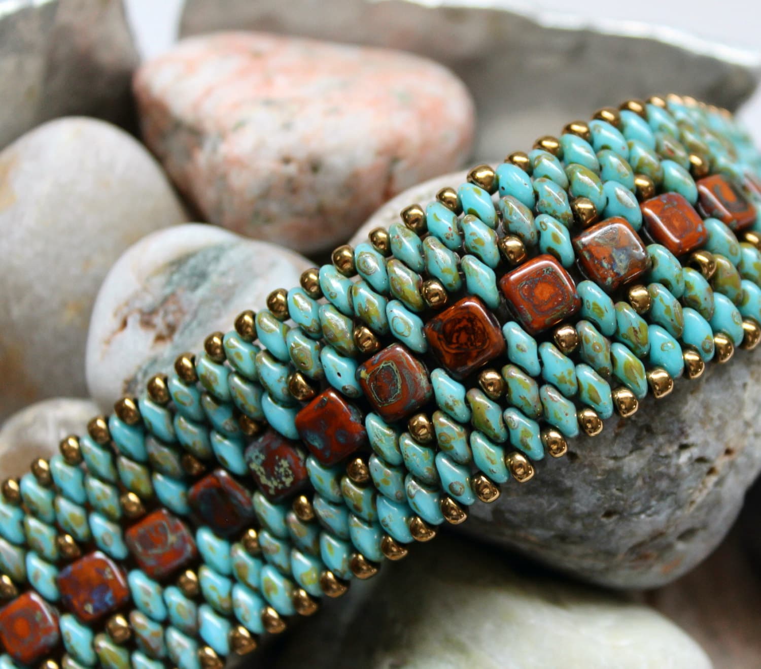 Beaded bracelets, Beaded cuff bracelet, Bead weaving