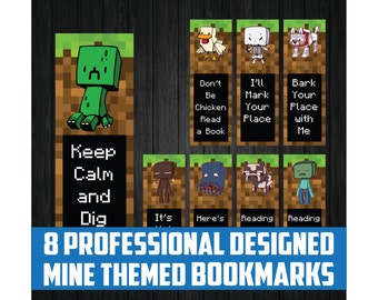 minecraft bookmark etsy