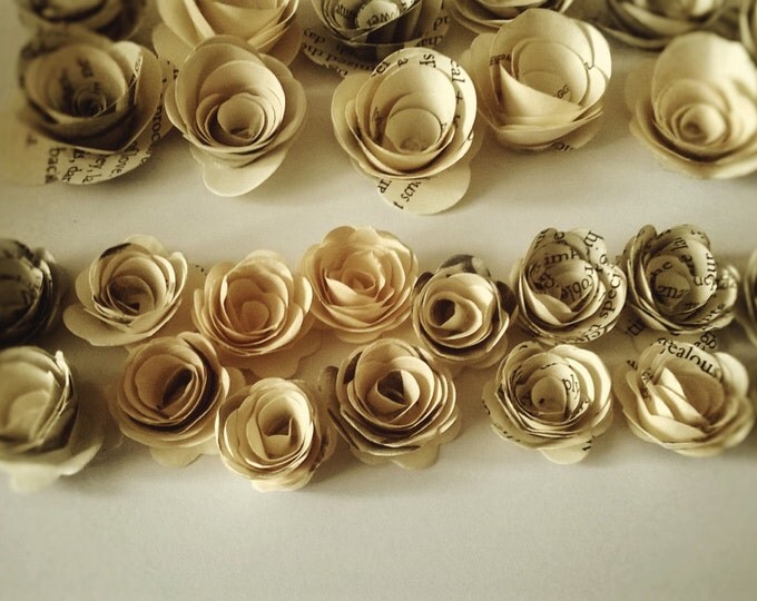 50 Book Page Rolled Roses, Wedding Decoration, Wedding invitations,wedding centerpiece. Made to Order