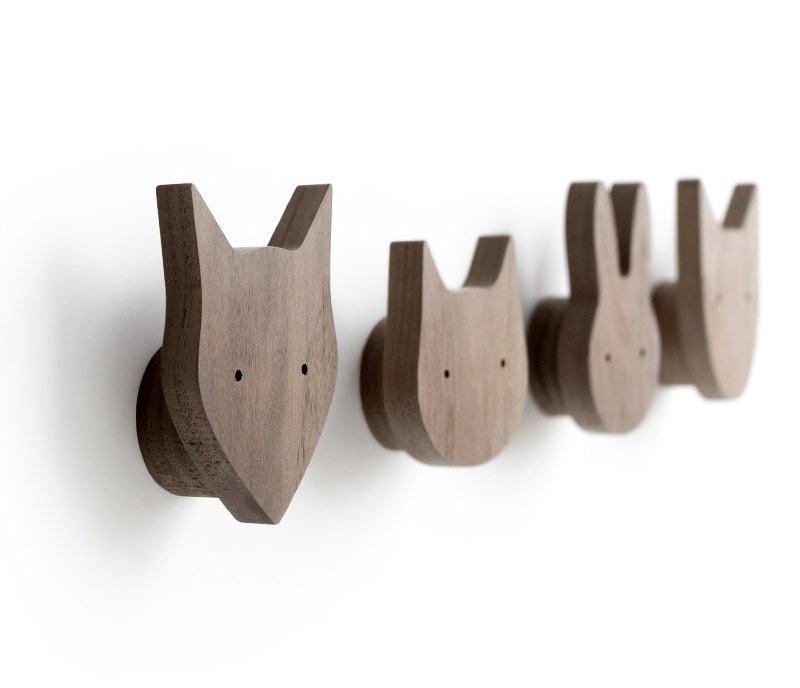 Animal wall hooks set of 4